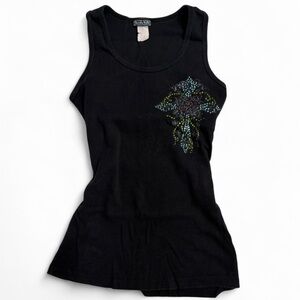 Black Embellished Women's Tank Top